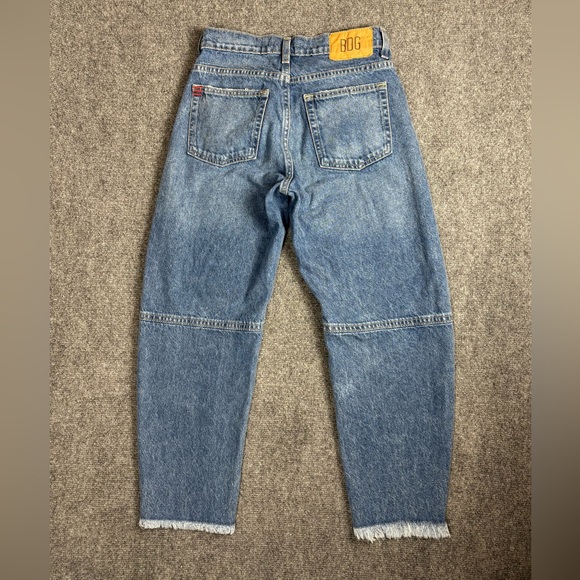 BDG Urban Outfitters Cropped Taper Barrel Jeans High Rise Raw Hem 100% Cotton - Picture 3 of 10